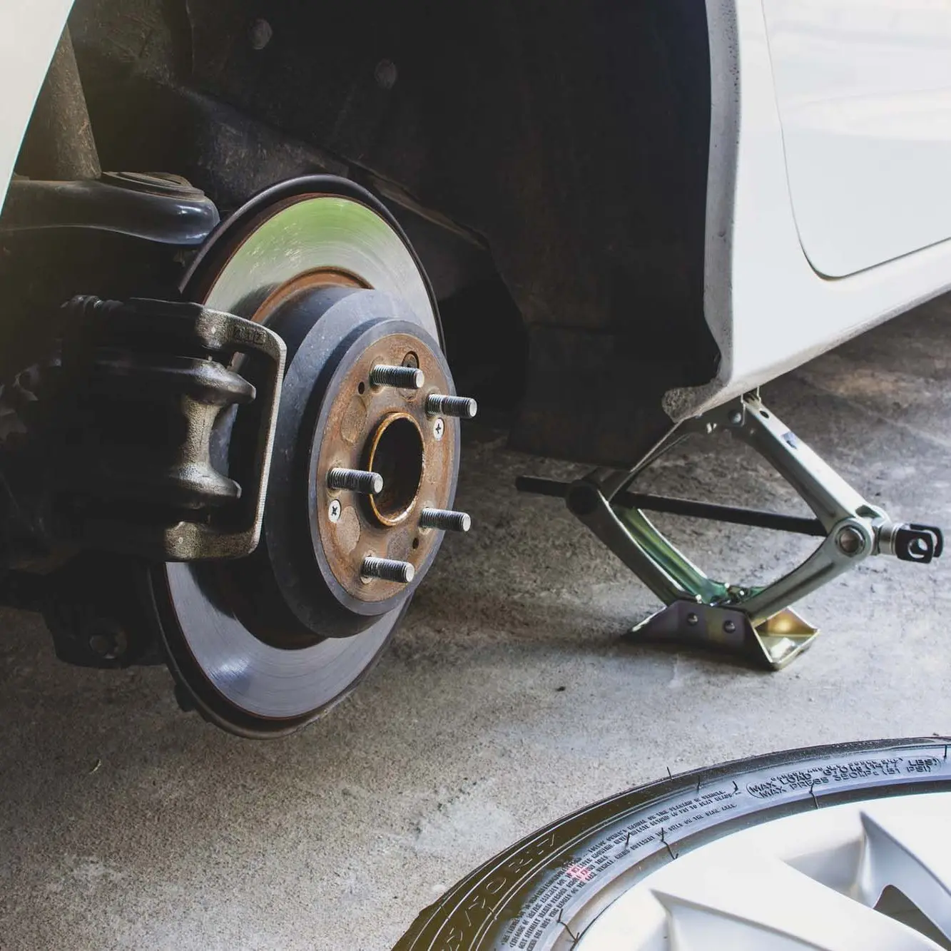 Car Brakes with wheel off