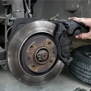 Worn car brake disc